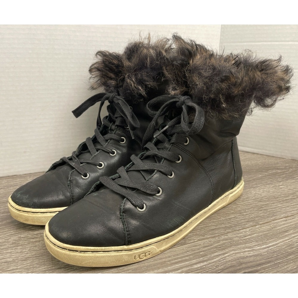 UGG Croft 1008473 Black Lined High‎ Top Sneaker Boots Womens Size 10